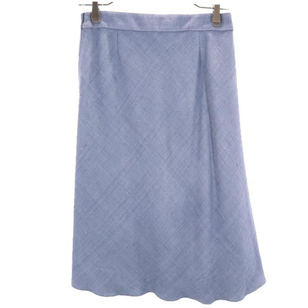 プラダ イタリア製 シルク ミディ丈 フレアスカート 38 水色 PRADA レディース