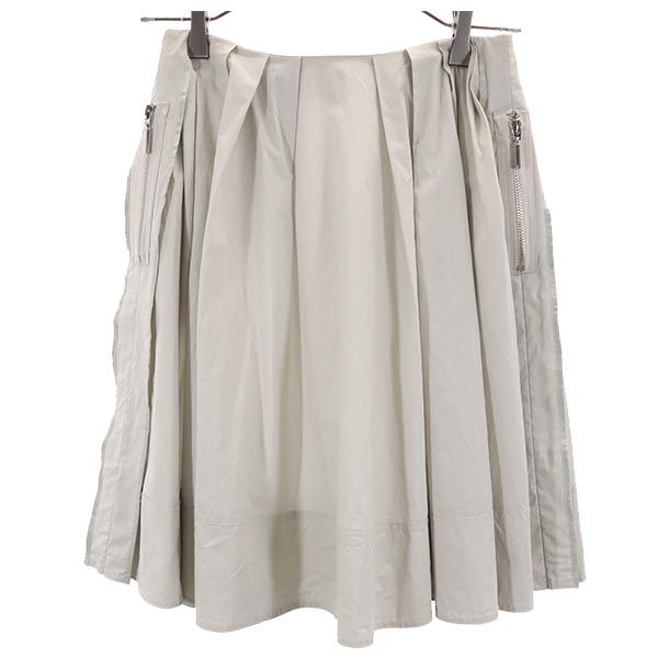 エンポリオアルマーニ ミニ丈 プリーツスカート 38 グレー系 Emporio Armani バックジップ レディース