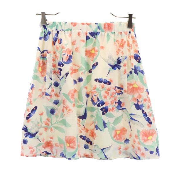 Paul & Joe Sister ポールアンドジョーシスター 総柄 ミニ丈 フレアスカート 36 ベージュ×ピンク×緑 レディース