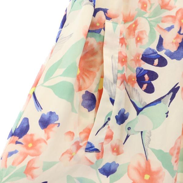 Paul & Joe Sister ポールアンドジョーシスター 総柄 ミニ丈 フレアスカート 36 ベージュ×ピンク×緑 レディース