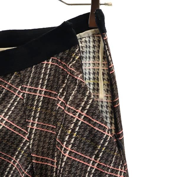 MARNI マルニ チェック ミニ丈 デザイン スカート 42 ブラウン系 サイドジップ レディース