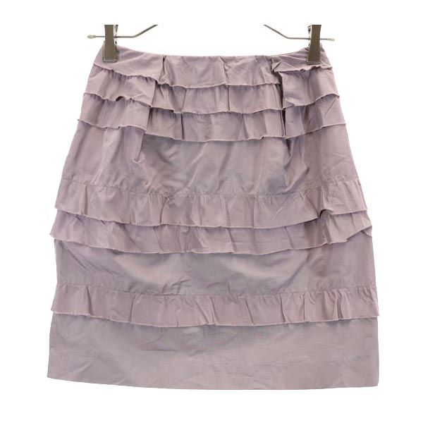 MIUMIU ミュウミュウ イタリア製 ミニ丈 段々 フリルスカート 38 パープル系 バックジップ レディース