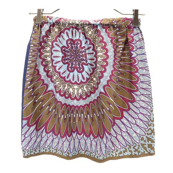 SPORTMAX スポーツマックス イタリア製 総柄 ミニ丈 シルク スカート M レディース