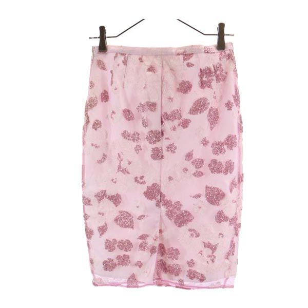 未使用 N°21 ヌメロ ヴェントゥーノ イタリア製 ミディ丈 スパンコール レース タイトスカート 38 ピンク レディース