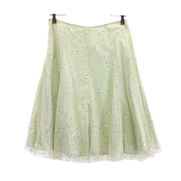 ESSENTIEL エッセンシャル ミニ丈 チュール フレアスカート 38 グリーン系 サイドジップ レディース