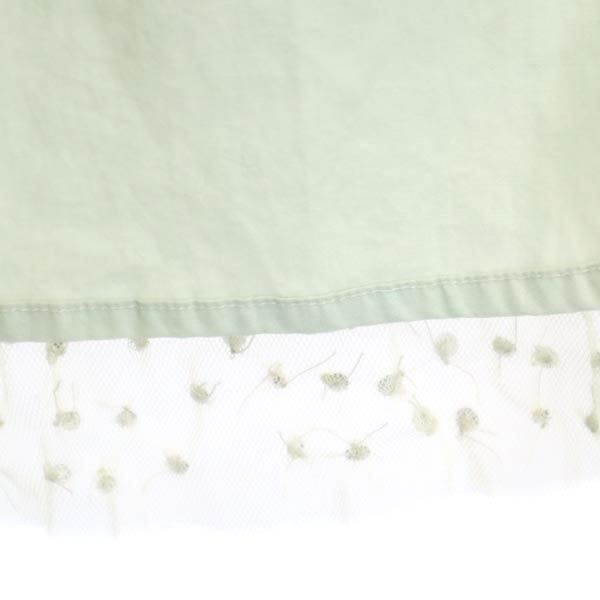 ESSENTIEL エッセンシャル ミニ丈 チュール フレアスカート 38 グリーン系 サイドジップ レディース