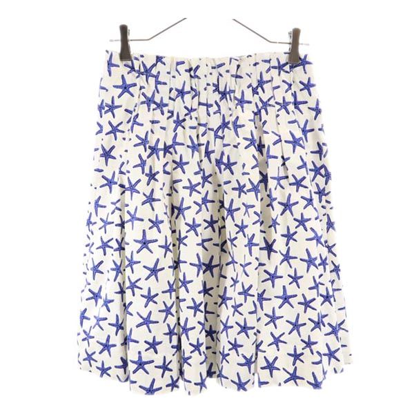 Kate Spade ケイトスペード 総柄 ミニ丈 ギャザースカート 4 ホワイト系 バックジップ レディース