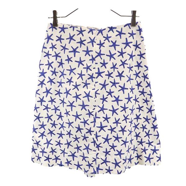 Kate Spade ケイトスペード 総柄 ミニ丈 ギャザースカート 4 ホワイト系 バックジップ レディース