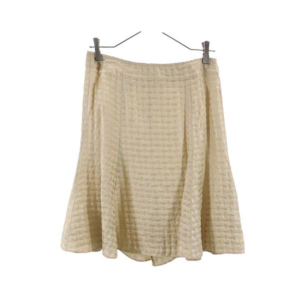 Emporio Armani エンポリオアルマーニ 総柄 ミニ丈 フレアスカート 40 ベージュ系 バックジップ レディース