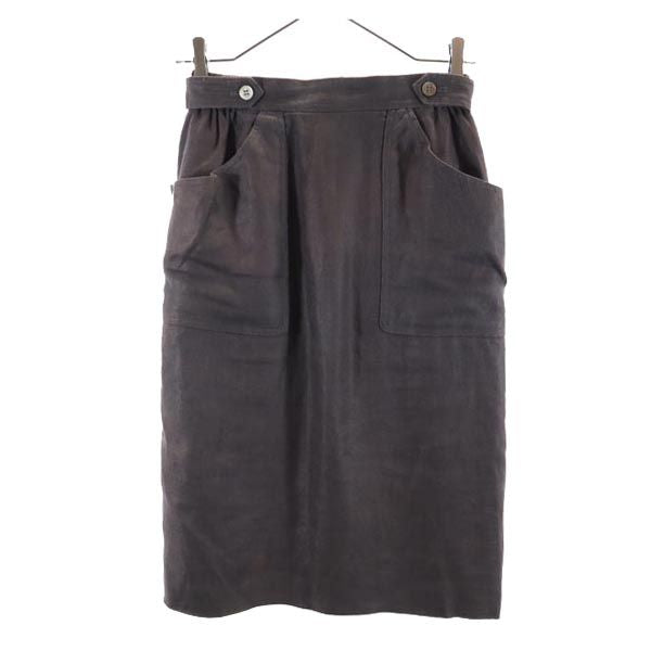 Christian Dior クリスチャンディオール ミディ丈 リネン タイトスカート M チャコールグレー レディース