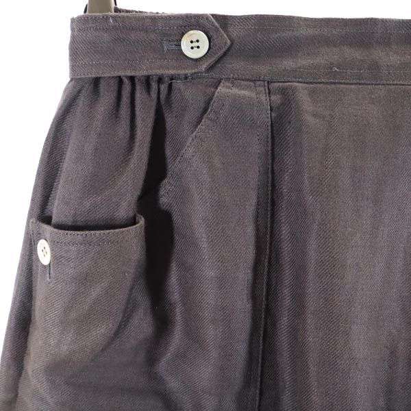 Christian Dior クリスチャンディオール ミディ丈 リネン タイトスカート M チャコールグレー レディース