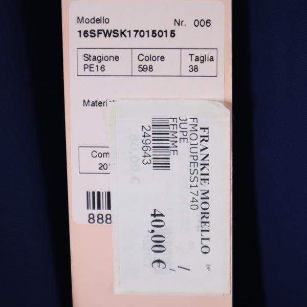 未使用 frankie morello フランキーモレロ イタリア製 ミニ丈 タイトスカート 38 ブルー レディース