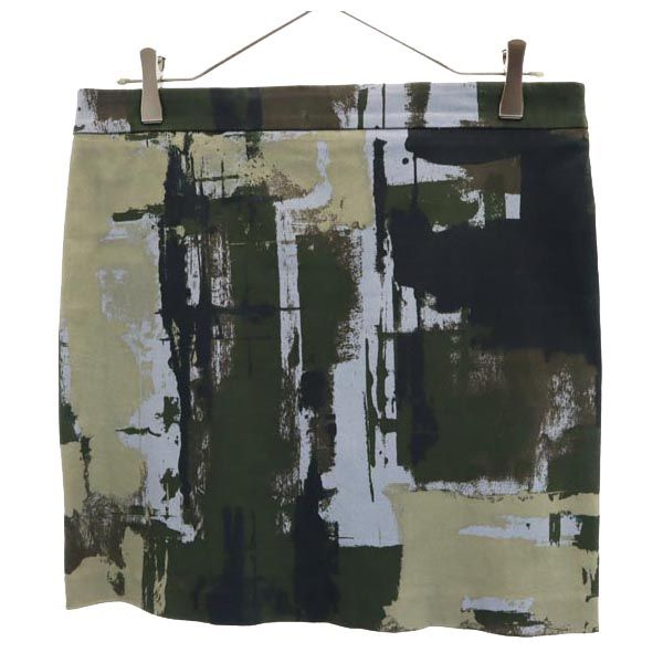 LOVEMOSCHINO ラブモスキーノ イタリア製 総柄 ミニスカート 8 カーキ系 レディース