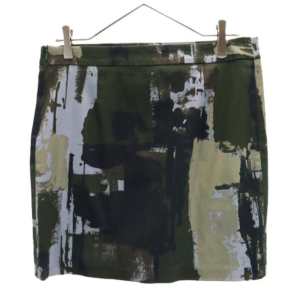 LOVEMOSCHINO ラブモスキーノ イタリア製 総柄 ミニスカート 8 カーキ系 レディース