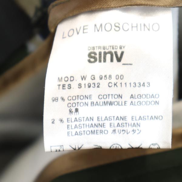 LOVEMOSCHINO ラブモスキーノ イタリア製 総柄 ミニスカート 8 カーキ系 レディース