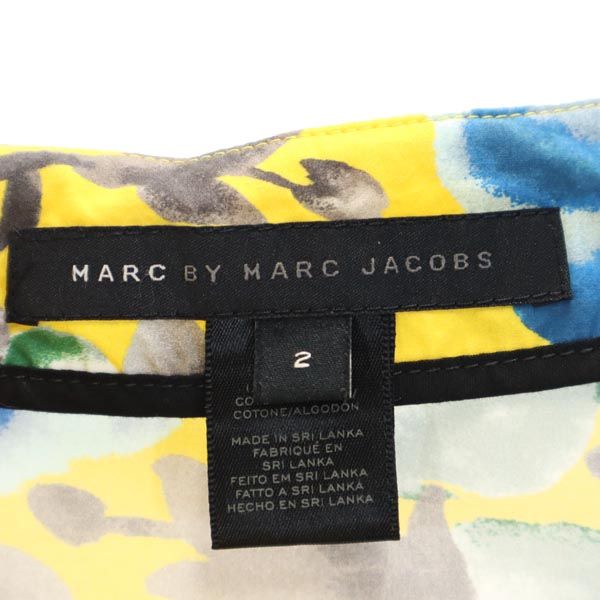 MARC BY MARC JACOBS マークバイマークジェイコブス 総柄 ミニ丈 フレアスカート 2 イエロー×青系 レディース