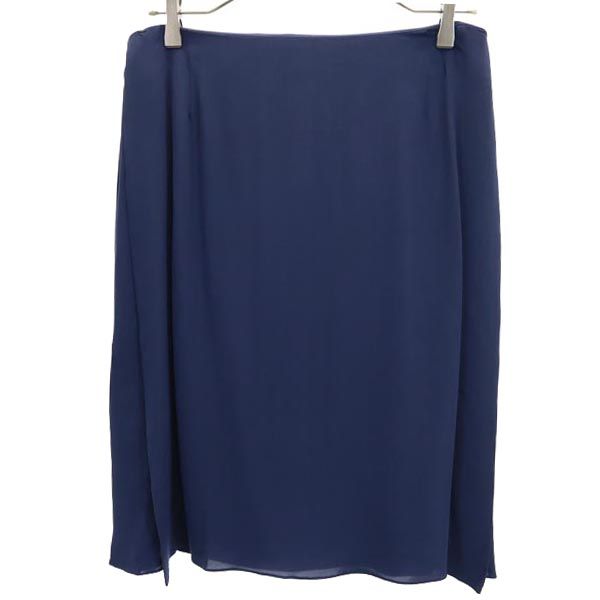Chloe クロエ ミディ丈 シルク100% スカート 36 ネイビー レディース