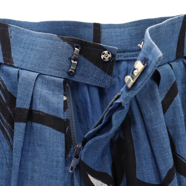 miss chloe ミスクロエ 日本製 ミディ丈 リネンブレンド フレアスカート 38 ネイビー系 レディース