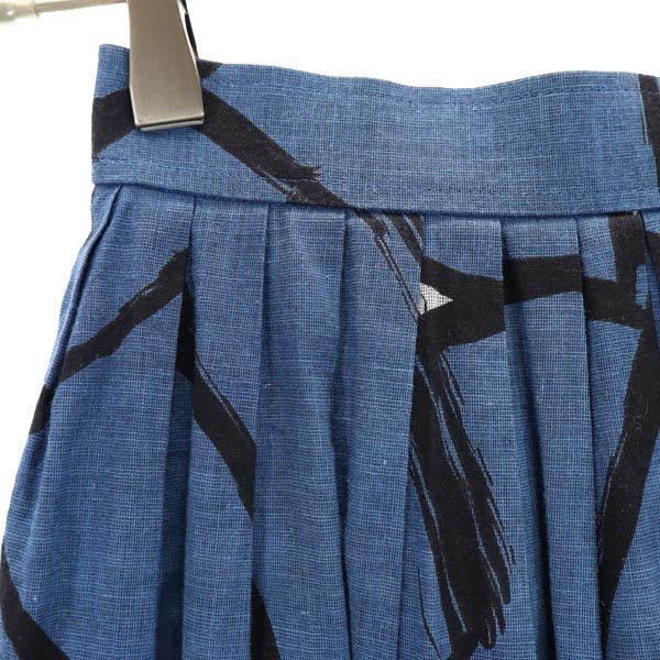 miss chloe ミスクロエ 日本製 ミディ丈 リネンブレンド フレアスカート 38 ネイビー系 レディース