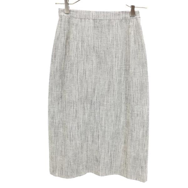 Salvatore Ferragamo サルヴァトーレフェラガモ イタリア製 ミディ丈 リネンブレンド スカート 6 グレー レディース