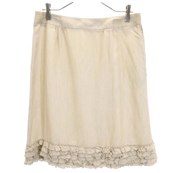 バーバリー 三陽商会 ミディ丈 リネンブレンド 台形 スカート 46 ベージュ系 BURBERRY レディース