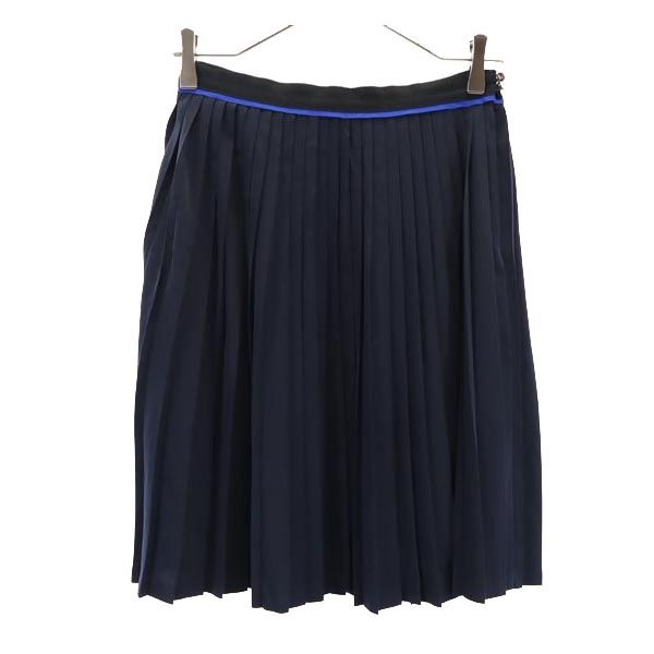 Paul Smith BLACK ポールスミスブラック 日本製 ミニ丈 プリーツスカート 38 ネイビー系 サイドジップ レディース