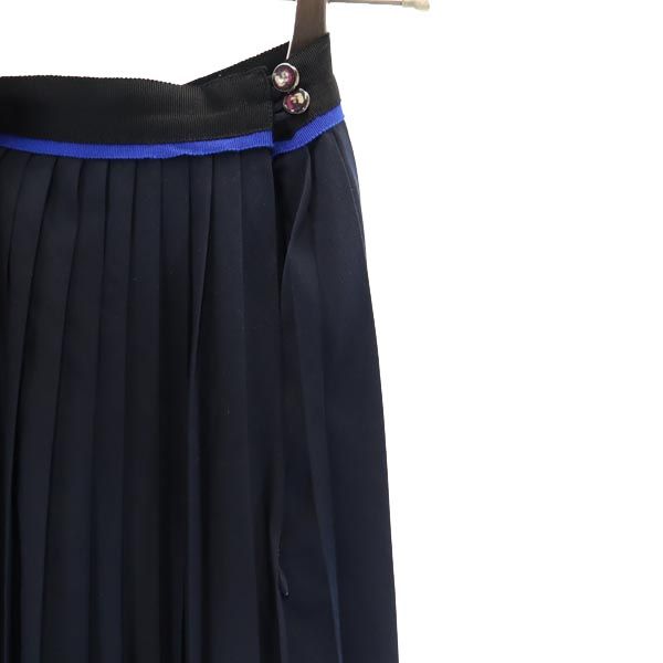 Paul Smith BLACK ポールスミスブラック 日本製 ミニ丈 プリーツスカート 38 ネイビー系 サイドジップ レディース