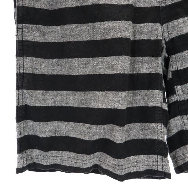 グラミチ ビームスコラボ リネンブレンド ボーダー柄 アウトドアショートパンツ S 黒×グレー Gramicci BEAMS メンズ