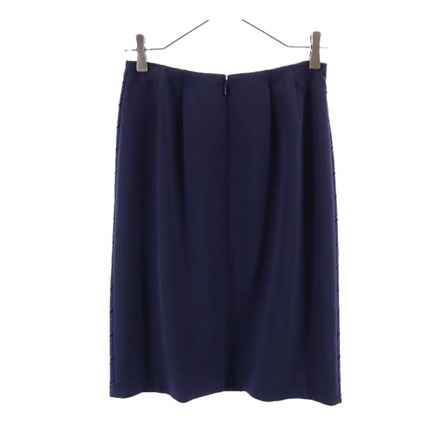 ランバン 日本製 ミニ丈 タイトスカート 38 ネイビー LANVIN レディース