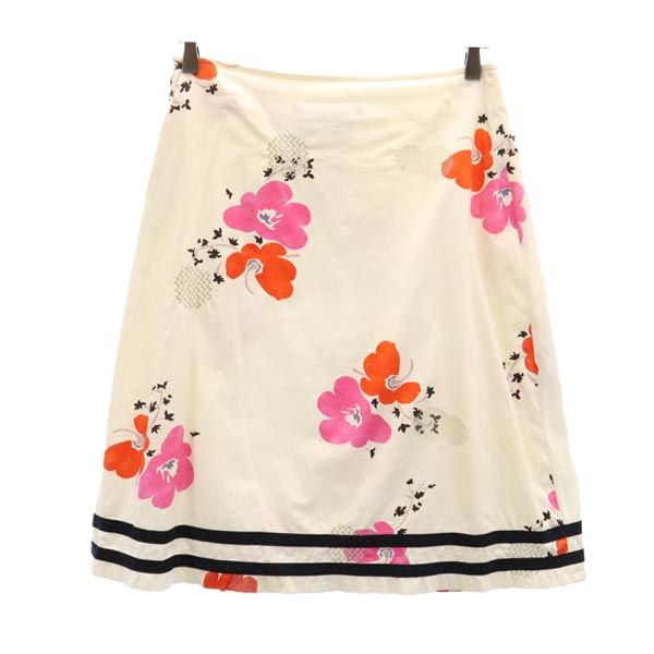 MAX MARA マックスマーラ 花柄 ミディ丈 スカート 38 アイボリー系 レディース