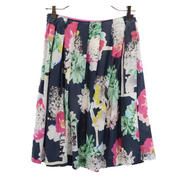 Paul Smith ポールスミス 花柄 ミディ丈 フレアスカート 38 ネイビー系 レディース