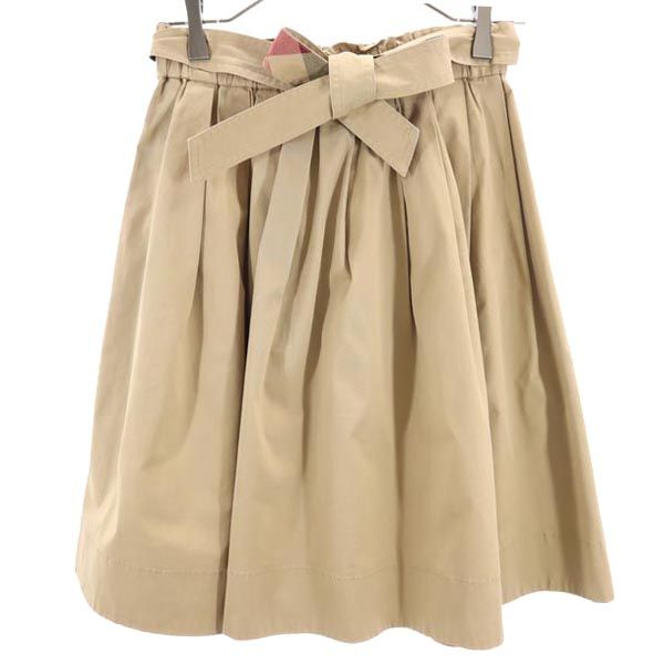 BLUE LABEL CRESTBRIDGE ブルーレーベルクレストブリッジ 三陽商会 ミニ丈 ギャザースカート 36 ブラウン系 ウエストリボン レディース