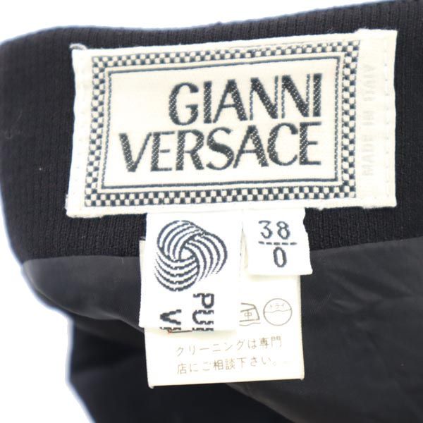 Gianni Versace ジャンニヴェルサーチ イタリア製 ミニ丈 タイトスカート 38 ブラック系 サイドジップ レディース