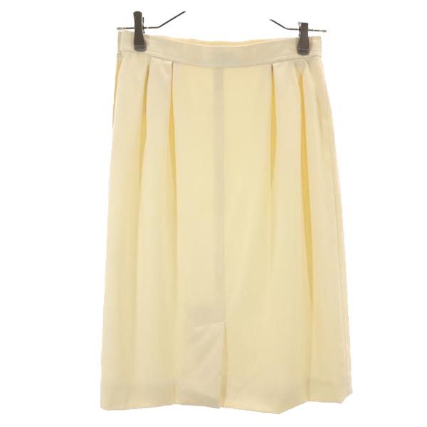 YVES SAINT LAURENT イヴサンローラン ウール100% ミディ丈 タイトスカート L ベージュ サイドジップ レディース