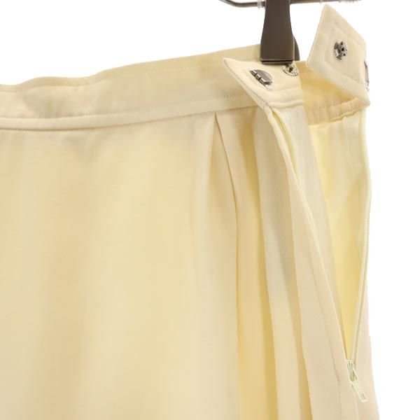 YVES SAINT LAURENT イヴサンローラン ウール100% ミディ丈 タイトスカート L ベージュ サイドジップ レディース