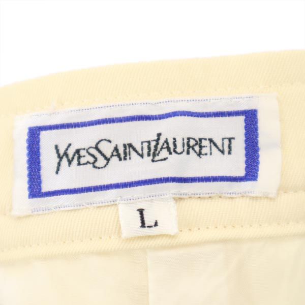 YVES SAINT LAURENT イヴサンローラン ウール100% ミディ丈 タイトスカート L ベージュ サイドジップ レディース