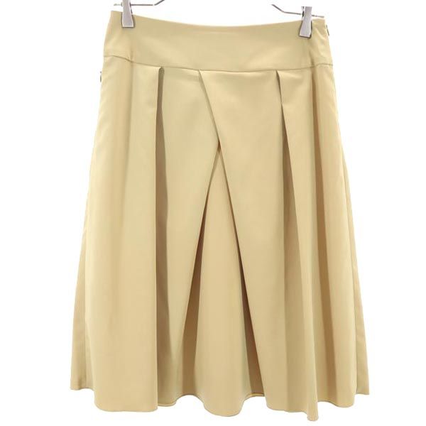 FOXEY NEW YORK フォクシー ニューヨーク 日本製 ミディ丈 スカート ベージュ サイドジップ レディース