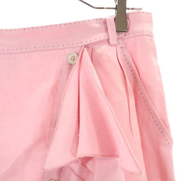 SPORTMAX スポーツマックス イタリア製 リネン ミディ丈 アシンメトリー スカート 42 ピンク アシメ レディース