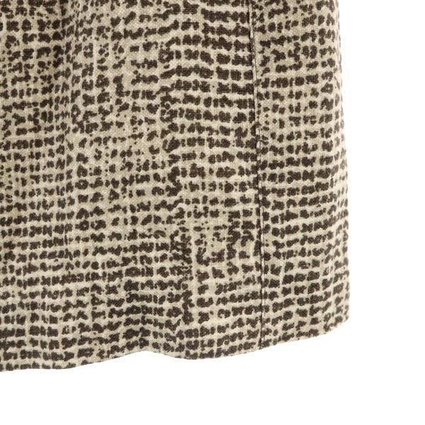 S Max Mara エスマックスマーラ 総柄 リネン ミニ丈 スカート 40 ブラウン系 バックジップ レディース