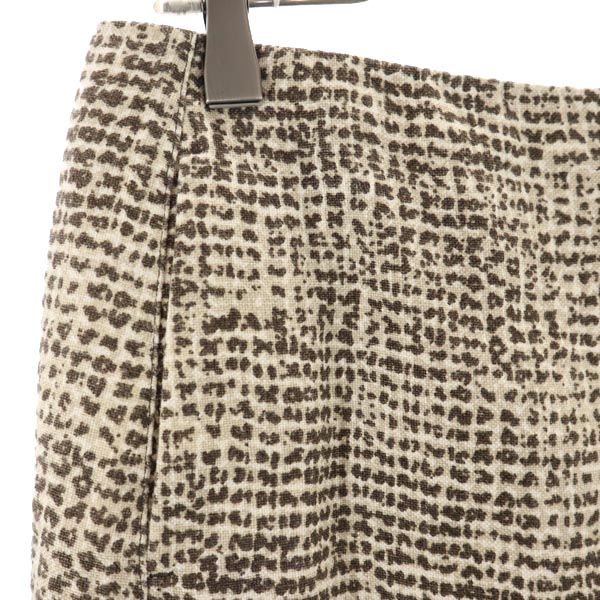 S Max Mara エスマックスマーラ 総柄 リネン ミニ丈 スカート 40 ブラウン系 バックジップ レディース