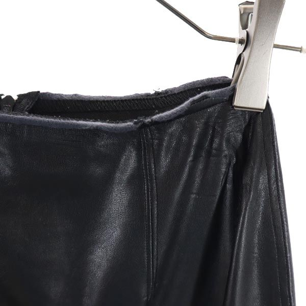 FOXEY NEW YORK フォクシーニューヨーク ミニ丈 フェイクレザー スカート 38 ブラック系 バックジップ レディース