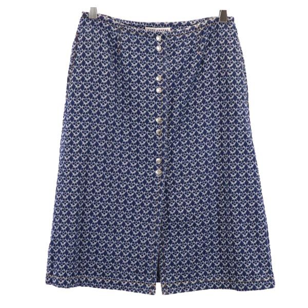 MARC JACOBS LOOK マークジェイコブスルック 総柄 ミディ丈 フロントボタン スカート 4 ネイビー系 レディース