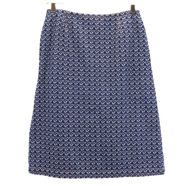 MARC JACOBS LOOK マークジェイコブスルック 総柄 ミディ丈 フロントボタン スカート 4 ネイビー系 レディース
