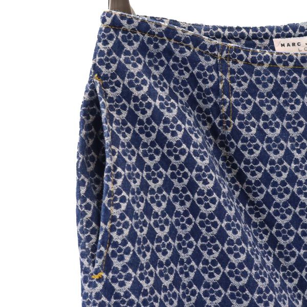 MARC JACOBS LOOK マークジェイコブスルック 総柄 ミディ丈 フロントボタン スカート 4 ネイビー系 レディース