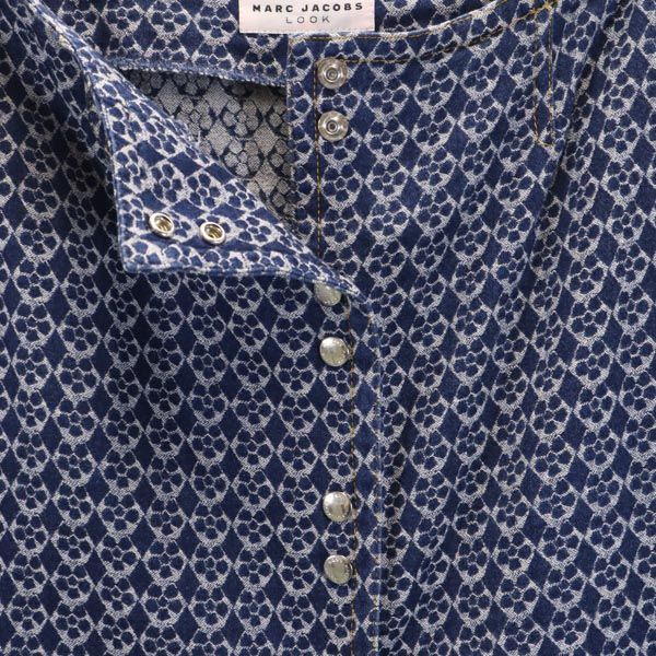 MARC JACOBS LOOK マークジェイコブスルック 総柄 ミディ丈 フロントボタン スカート 4 ネイビー系 レディース