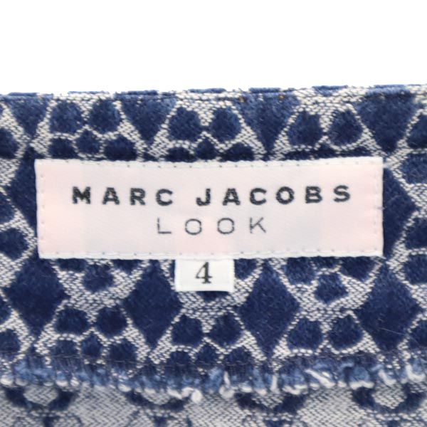 MARC JACOBS LOOK マークジェイコブスルック 総柄 ミディ丈 フロントボタン スカート 4 ネイビー系 レディース