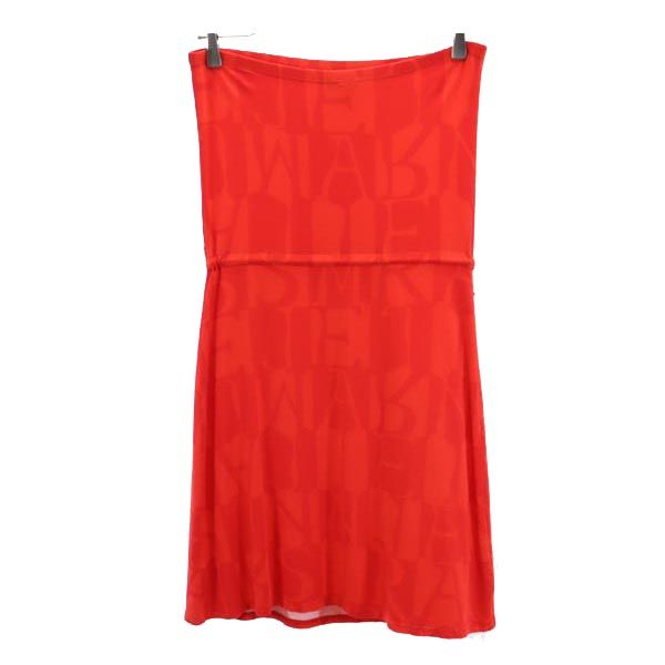 ARMANI JEANS アルマーニジーンズ ロゴ総柄 イタリア製 ロングスカート USA8 レッド系 レディース