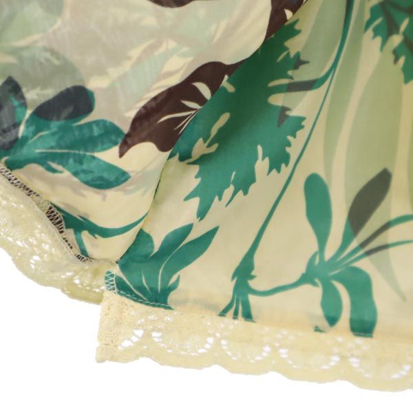 未使用 MAX&CO マックスアンドコー シルク100% リーフフラワー柄 ミニ丈 スカート 40 ベージュ×緑×茶 レディース