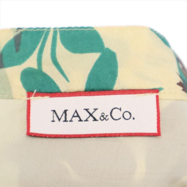 未使用 MAX&CO マックスアンドコー シルク100% リーフフラワー柄 ミニ丈 スカート 40 ベージュ×緑×茶 レディース