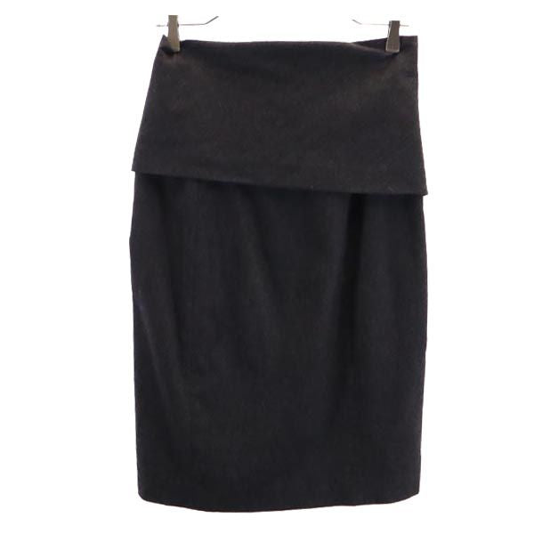 MAX MARA マックスマーラ イタリア製 ウールブレンド ミディ丈 デザイン スカート 38 ブラック系 レディース